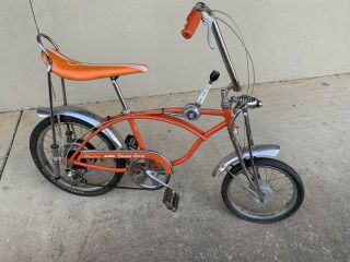 Rare Vintage 1968 - 72 Schwinn Sting - Ray Orange Krate Muscle Bike 5 Speed Stick