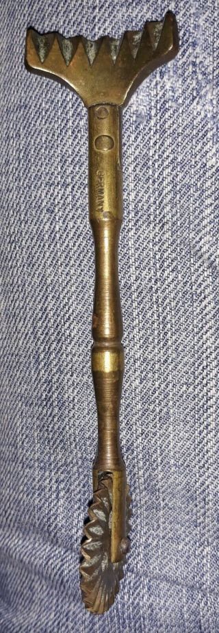 Antique Germany Primitive Brass Pastry Pie Crimper Cutter Fluting Tool A,