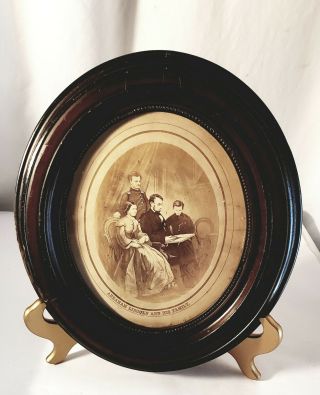 Antique Oval Frame With Lithograph Of Abraham Lincoln And Family