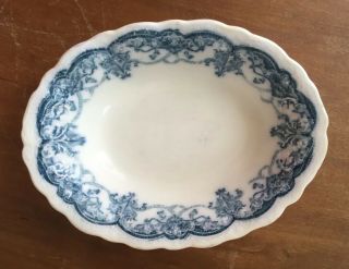 Antique Johnson Bros.  Dartmouth Flow Blue Oval Dish 5.  25 " X4 " Gc