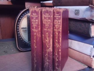 Leatherbound Of Edgar Allan Poe 3 Volumes Antique Books