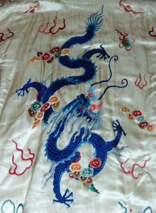 C1920 Antique Chinese Embroidered Robe Wing Hing Co Panama Dragons Silk