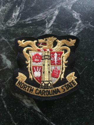 Nc State University Crest Logo Patch Vtg 4” Rare Orig Retro 70s North Carolina