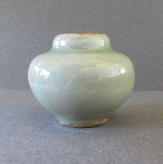 Chinese Sung Dynasty Lite Green Glaze Miniature Vase Circa 1200 A.  D.  Jar Jarlet