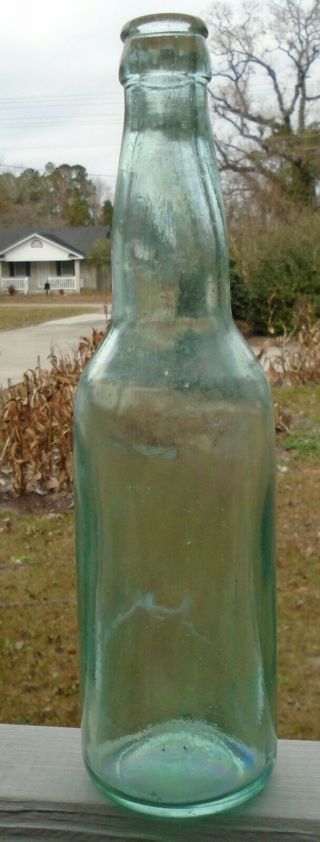 Antique 9 1/2 " Aqua Beer Bottle Embossed 1425 140 On Bottom - - No Chips Or Cracks