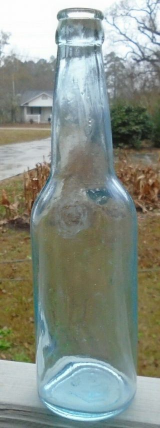 Antique 9 1/2 " Aqua Beer Bottle Embossed Ab R6
