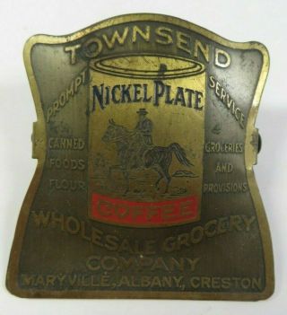 Antique Metal Paper Clip Nickel Plate Coffee Advertising Townsend Grocery Co