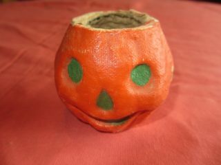Circa1920 - 1930 Antique Paper Mache Halloween Pumpkin Jack - O - Lantern Nut Cup