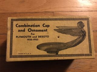 Antique 1932 - 1933 Plymouth Combination Winged Goddess Mermaid Hood Ornament And