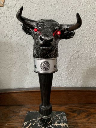 Schlitz Malt Liquor Bull Head Tap Handle With Eyes That Light Up.  Rare