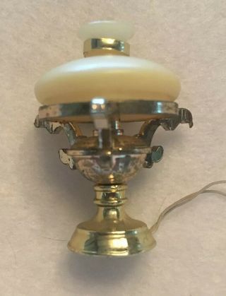 Vintage Lundby Dollhouse Furniture Gold Table Lamp Electric