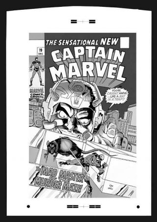 Gil Kane Captain Marvel 19 Rare Large Production Art Cover Mono