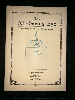 Manly P.  Hall Rare The All - Seeing Eye Vol 2 No 3 January 1924 Occult Rosicrucian