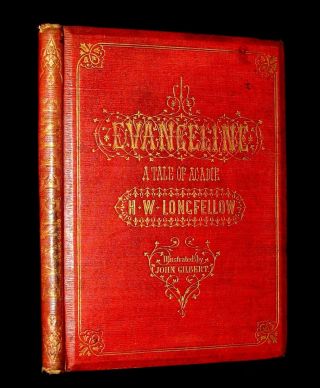 1856 Rare Victorian Book - Evangeline A Tale Of Acadie By Longfellow