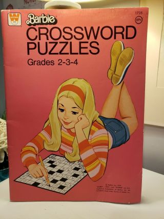 Vintage Whitman 1976 Barbie Crossword Puzzles Book Grades 2 - 4