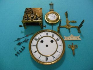 Antique German R/a Wall Clock Parts Movements Complete W/key