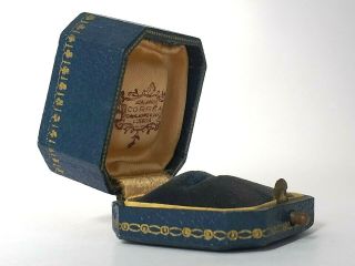 Antique Blue & Gold Jewelry Ring Box/ Antique Portuguese Jewelry Store