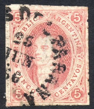 Argentina,  1866 Rivadavia,  4th Rare Clear Print.  Gj 25 B Fine.