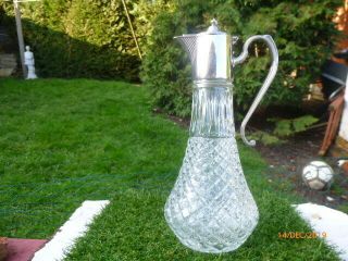 A Classic Vintage Glass & Silver Plated Top Claret Or Wine Decanter