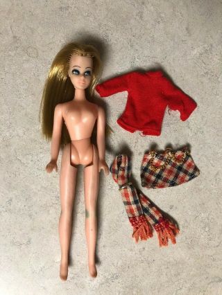 Vintage Topper Dawn Doll With Red Skirt Scarf