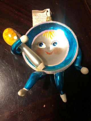 Christopher Radko " On The Run " 94 - 247 - 2 With Tag Rare Vintage Blown Ornament
