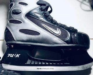 Vintage Rare Nike W/tuik Blades Ice Hockey Skates Size 6y Junior Gray/black Euc