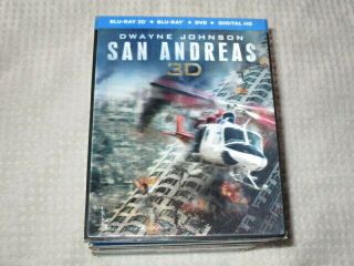 3d Movie Blu Ray San Andreas W/the Rock Dwayne W/rare Lenticular Sleeve