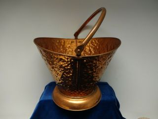 Vintage Irish Beaten Copper Coal Scuttle/bucket.  Made In Ireland.