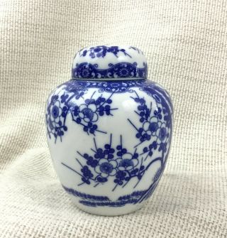 Chinese Porcelain Ginger Jar Blue And White China Cherry Tree Blossom Pattern