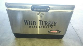 Vtg Wild Turkey Bourbon Whiskey Stainless Steel Coleman Cooler (rare)
