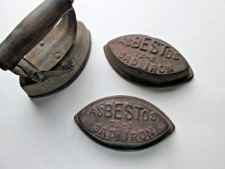 Antique Wood Stove Top Clothing Iron: 1 Wooden Handle Grip,  3 72 - B Sad Irons