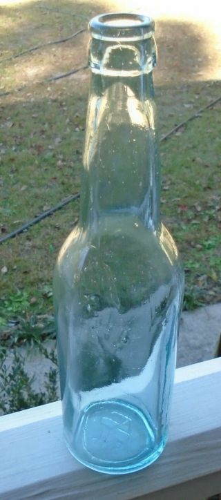 Antique 9 1/2 " Aqua Beer Bottle Embossed Ab S 16