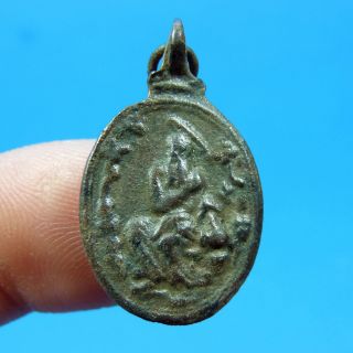 Antique Catholic St Jerome & Our Lady Of Guadalupe Medal 17th Century Pendant