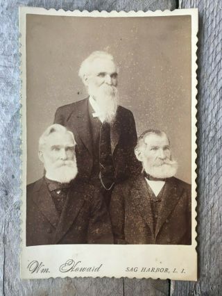 Victorian Antique Cabinet Card Photo Of 3 Bearded Gentlemen 1800 