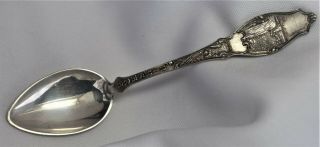 Vtg 4 1/4 " Niagara Falls Nude Indian Maiden Canoe Sterling Silver Souvenir Spoon