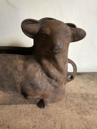 Large Old Antique 2 Piece Cast Iron Lamb Sheep Mold Grungy Surface Patina AAFA 2