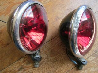 Antique Car Accessories Red Lens Fog Light Ford Headlight Chevy Bumper Cowl