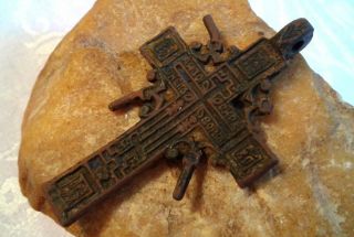 Rare Antique C.  18th Century Large " Old Believers " Orthodox Ornate " Sun " Cross