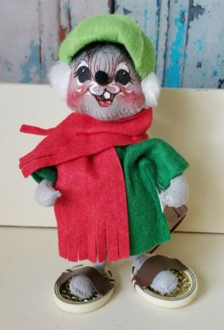 Annalee Doll Christmas Snowshoe Mouse Hat 1991 7 " Tall