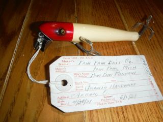Rare Vintage/antique Paw Paw Prototype Minnow Lure