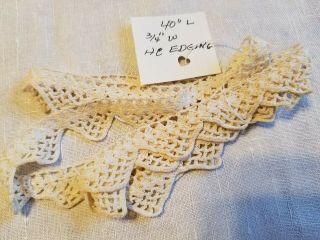 40 " Long - 3/4 " Wide Vintage Ecru Hand Crochet Lace Edging