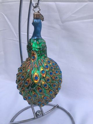 Christopher Radko In Living Color.  Rare 20th Anniversary Peacock. 2