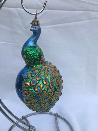 Christopher Radko In Living Color.  Rare 20th Anniversary Peacock. 3