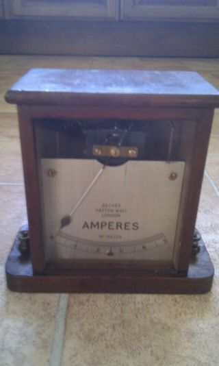 Vintage Wooden Ammeter (maker: Becker Hatton Wall)