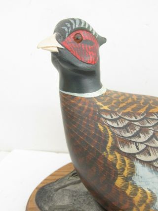 Chris Olson Signed Vintage 1996 Ltd Ed Ducks Unlimited Pheasant Wood Carving 9 