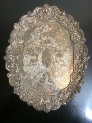 Antique Silver Platter 14” X 11”