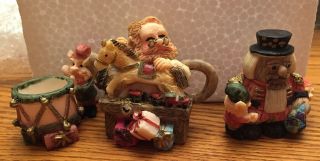 Santa Miniature Resin Tea Set By Popular Imports 1994 Christmas Rare Collect 3