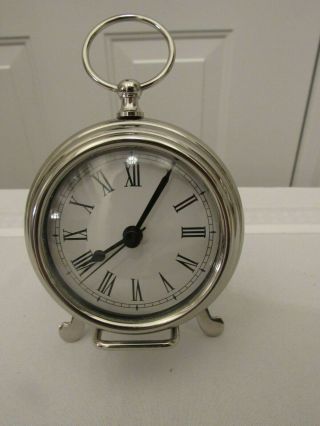Pottery Barn Pocket Watch Clock,  Small,  Chrome Finish Roman Numerals