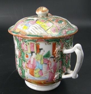 Antique 19th Century Chinese Export Rose Medallion Covered Sugar Bowl