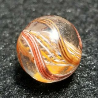 Rare Orange White Latticino Core German Swirl Vintage Handmade Antique Marble